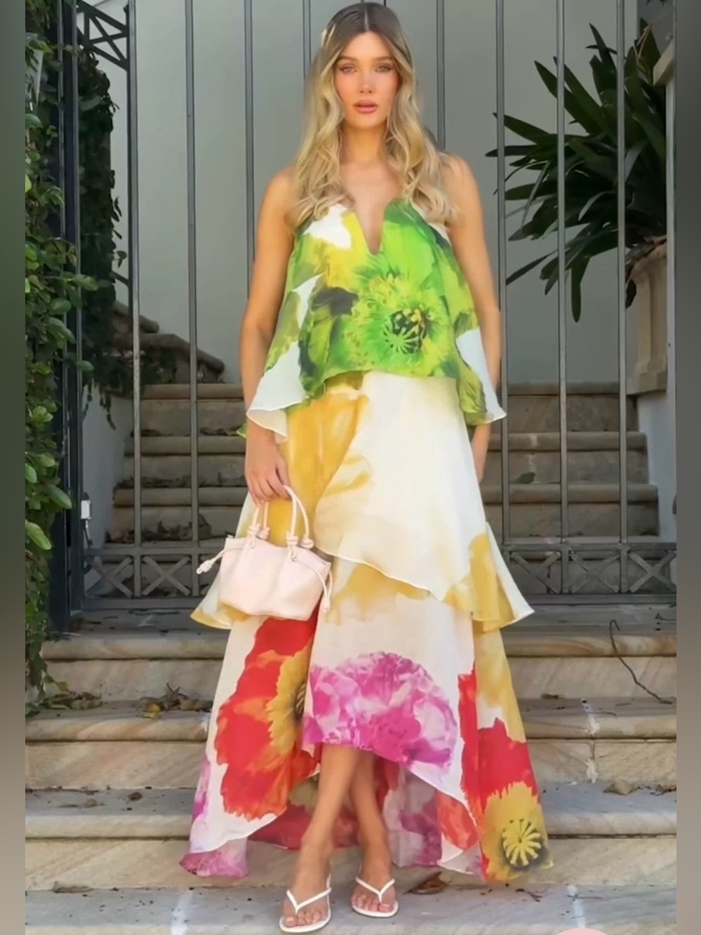 Elliatt Plus Lilia Tiered Gown in Floral Multi Wedding Guest Size S NWT - Picture 2 of 8